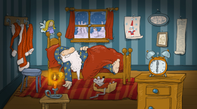 Beim Weihnachtsmann Zuhause in der Weihnachtswerkstatt eine Grußkarte von kaiser-grafix