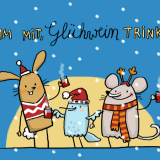 Glühwein und Weihnachtsmarkt Grußkarte eCard